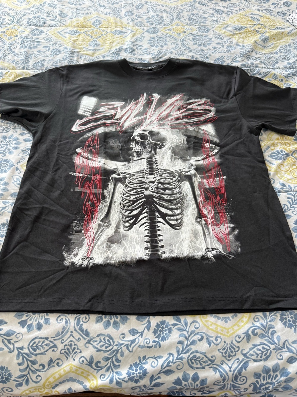 Evil Vice Black Graphic Skeleton Short-Sleeve Tee